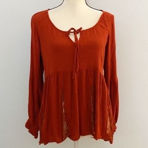 Long sleeve red blouse by American Eagle Outfitters